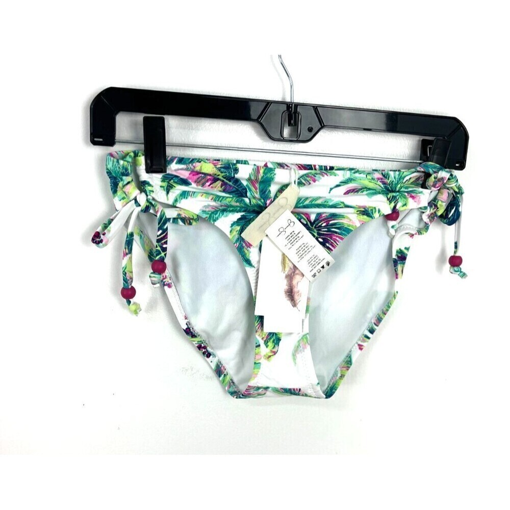 New Jessica Simpson Women Sz M Bikini Bottom Hipster Multicolor Floral Side Tie - Picture 3 of 8